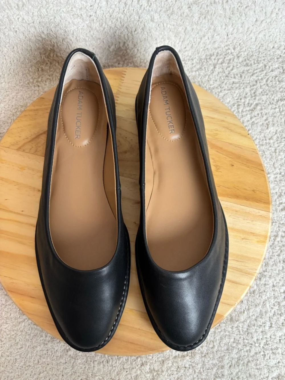 Adam Tucker Shoes Womens 7.5M Darby Slip On Leather Padded Minimalist in Black
